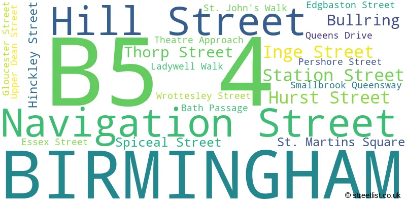 A word cloud for the B5 4 postcode